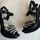 Zapatilla tacón ancho con brillos 7636
